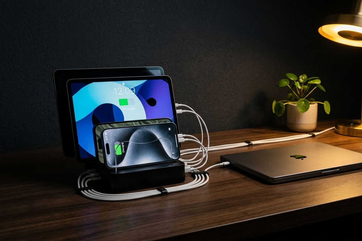 4-Port USB Charging Station — Fast Charging Dock for Multiple Devices