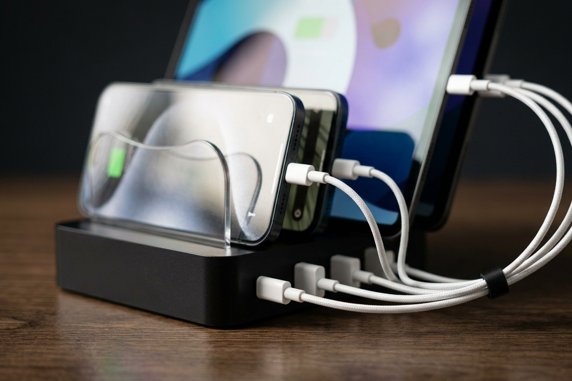 4-Port USB Charging Station — Fast Charging Dock for Multiple Devices