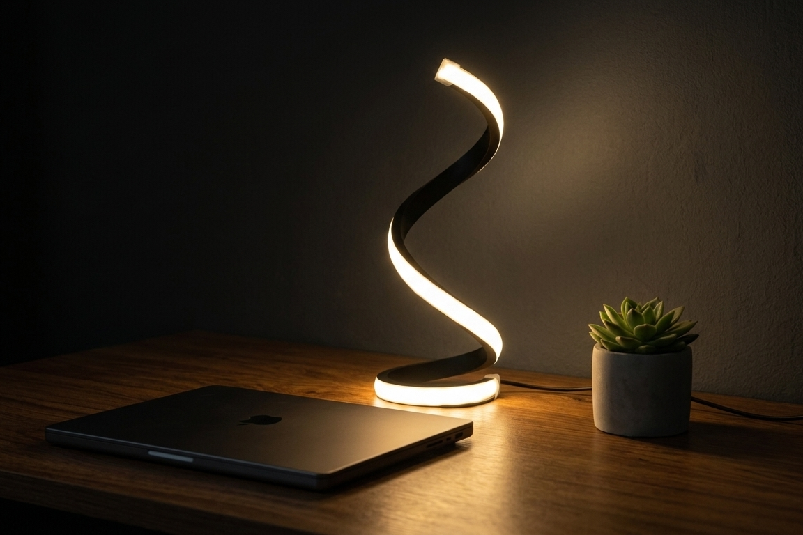 LED Spiral Table Lamp — Modern Ambient Light